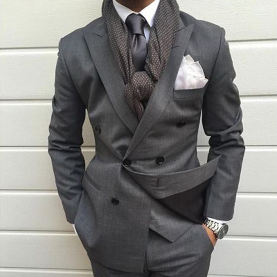 Mens Fashion Dark Grey Pants - Terno Masculino Cinza Escuro de Corte