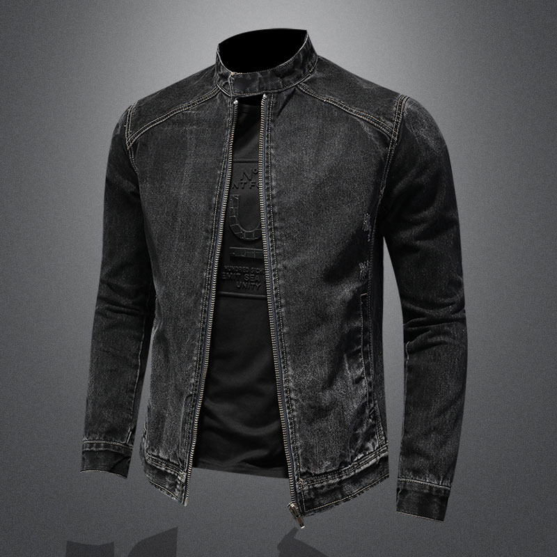 Men'S Fashion Zipper Jacket - Jaqueta jeans de colarinho Vintage masculina,