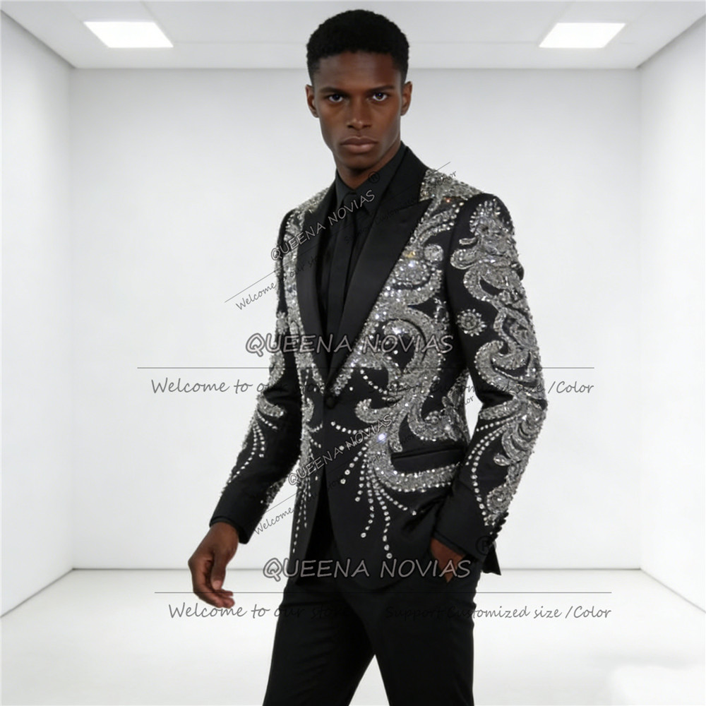 Mens Fashion Blazer - Ternos de Luxo com Pedrarias para