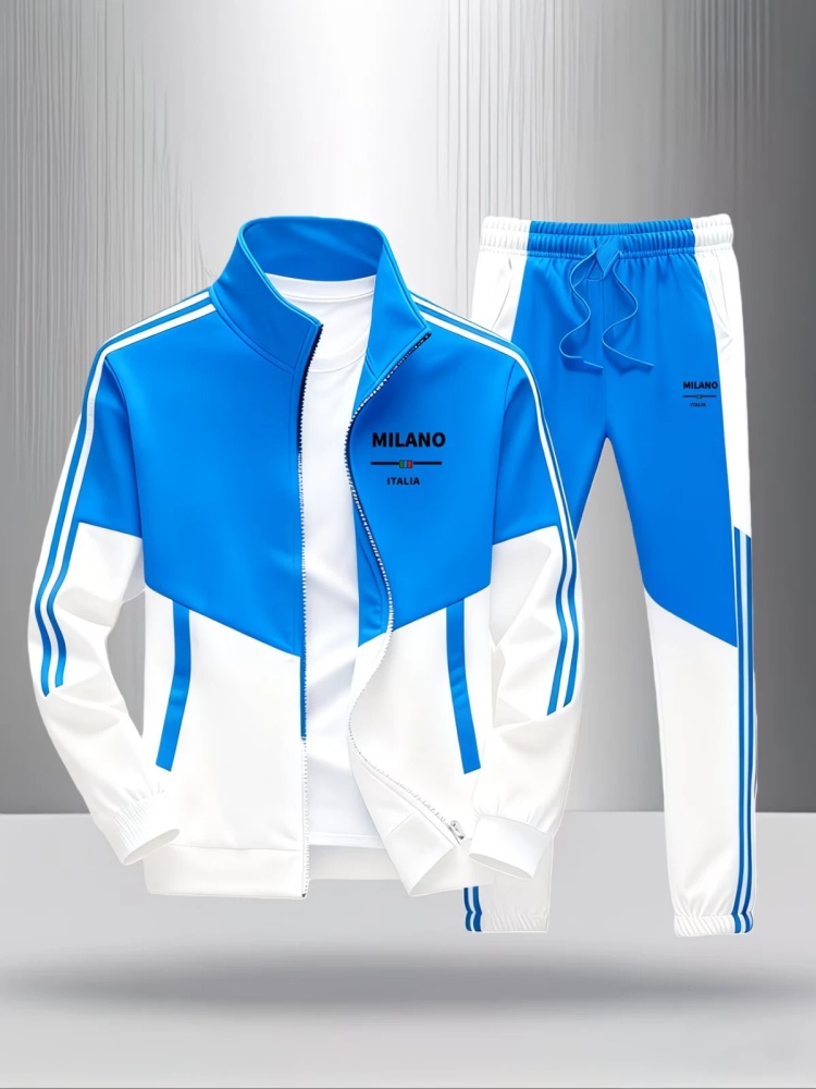 Men'S Fashion Zipper Jacket - Conjunto de 2 Peças para Homens,