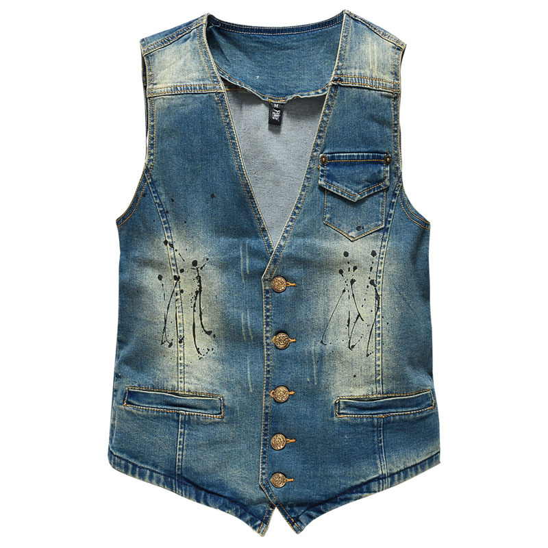 Men'S Fashion Vest With Jeans - Primavera outono nova moda masculina v-nevk