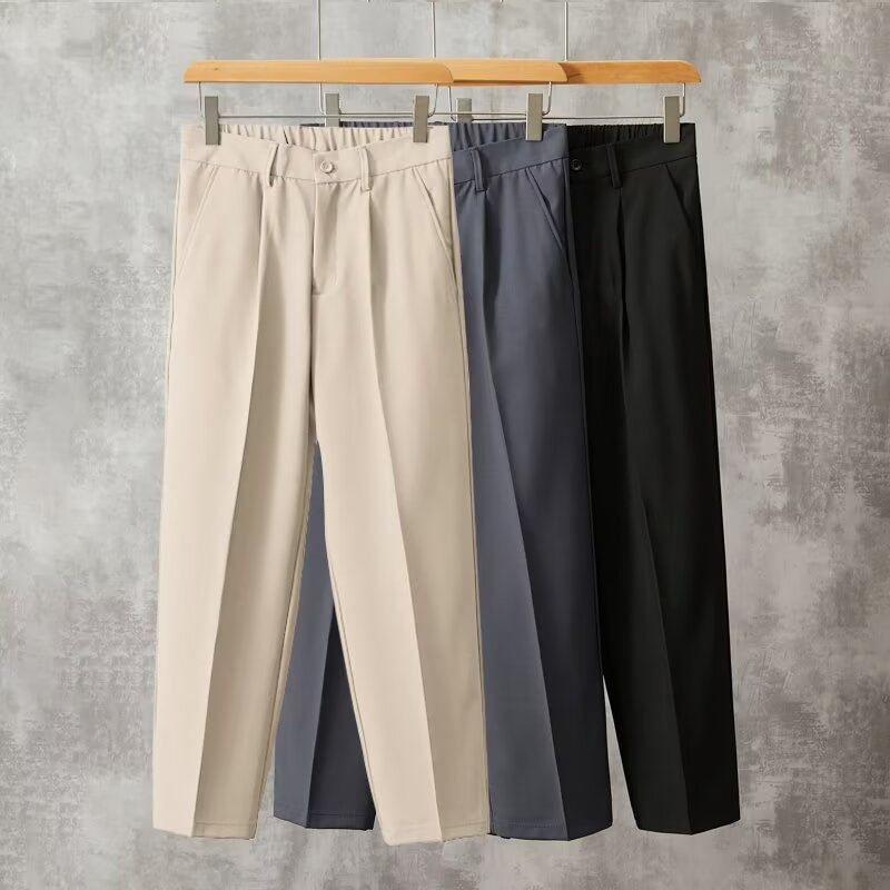 Mens Fashion Dark Grey Pants - Comprimento do tornozelo masculino cortado calças