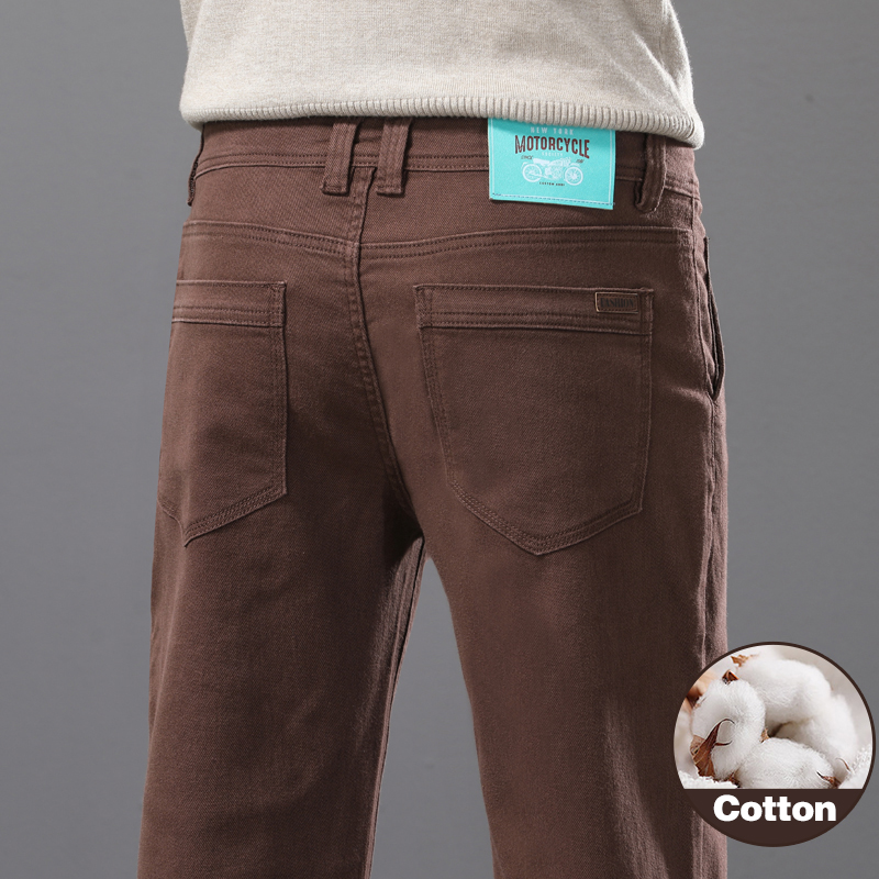 Mens Fashion Dark Grey Pants - Calças Jeans Masculinas de Algodão Elástico,