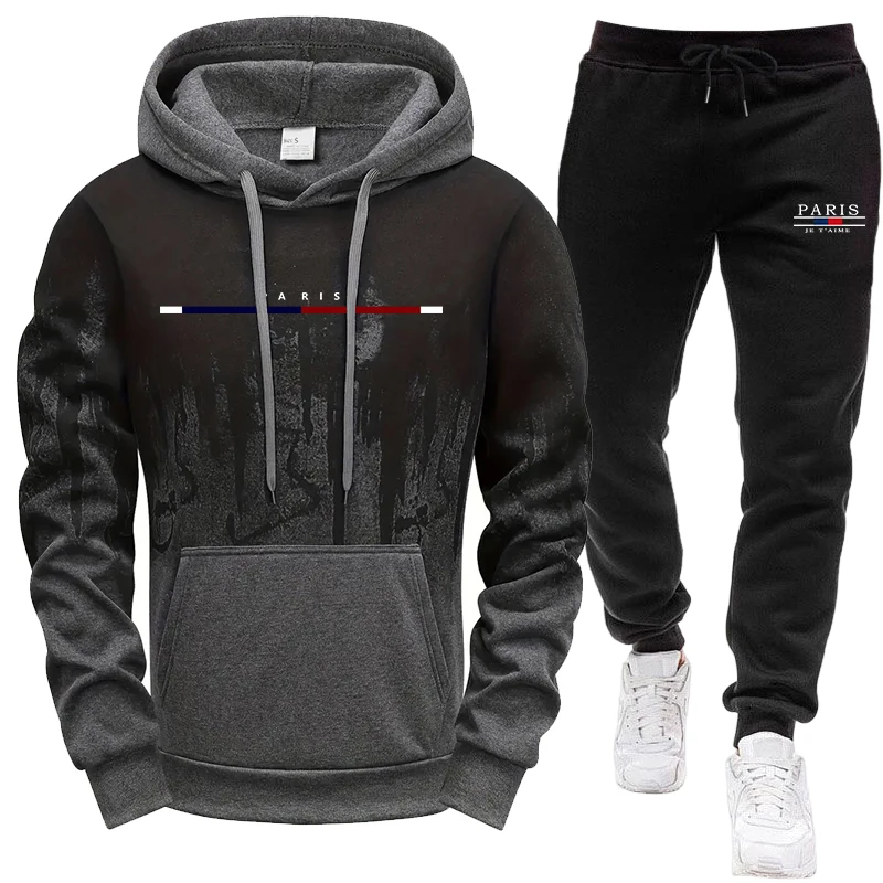Men'S Winter Fashion - Conjunto Masculino/Blusão com Capuz/Calças, Moletom com