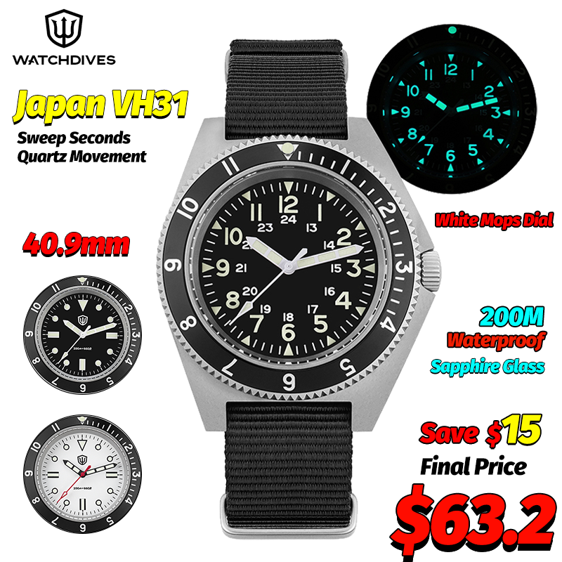 Fashion Mens Watches - Watchdives wd1972 relógio de quartzo safira
