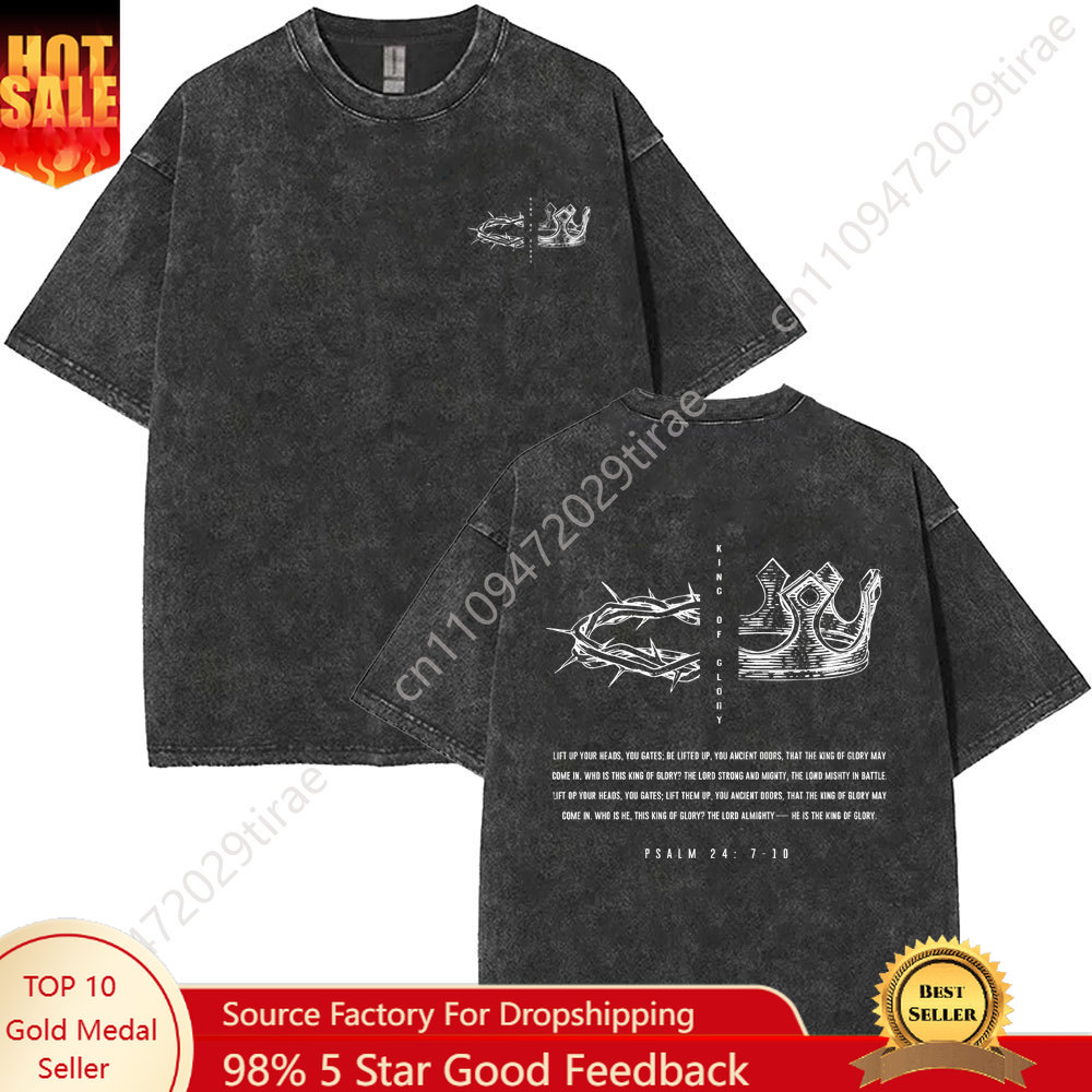 Men'S Fashion V Neck T Shirts - Camiseta Religiosa Cristã Jesus Rei da