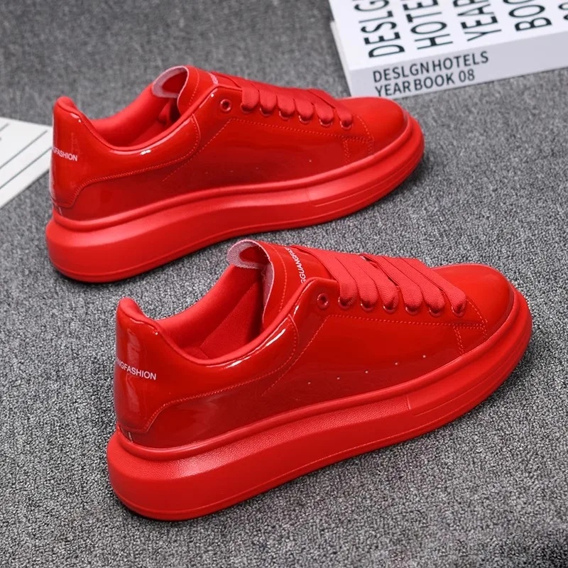 Tênis Casuais Brancos Laqueado - Casual Sneakers Men avaliação e preço