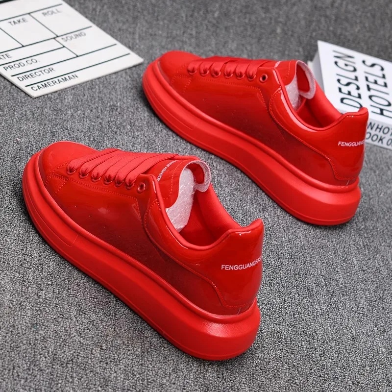 Tênis Casuais Brancos Laqueado - Casual Sneakers Men avaliação e preço