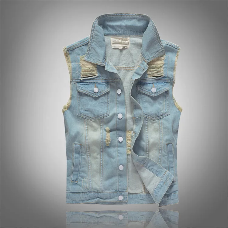 Primavera outono nova moda mas - Men'S Fashion Vest With Jeans avaliação e preço