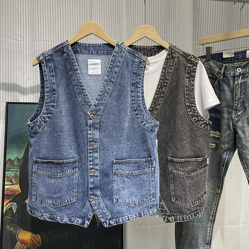 Homens japonês streetwear city - Men'S Fashion Vest With Jeans avaliação e preço