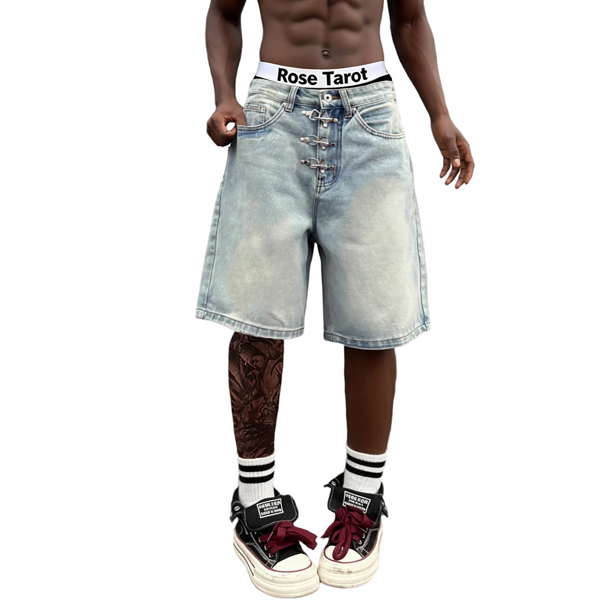 Calças Jeans Curtas com Fivela - Jeans Pants Fashion Men avaliação e preço