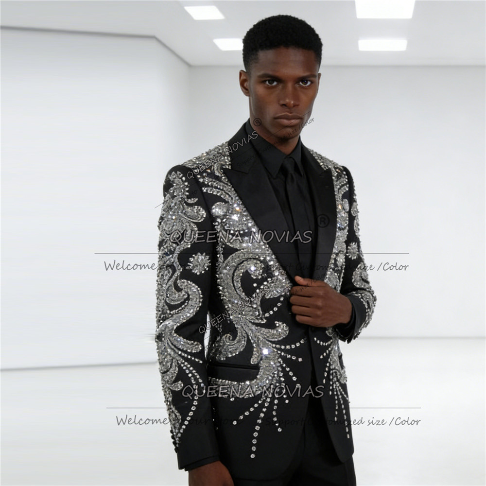 Ternos de Luxo com Pedrarias p - Mens Fashion Blazer avaliação e preço