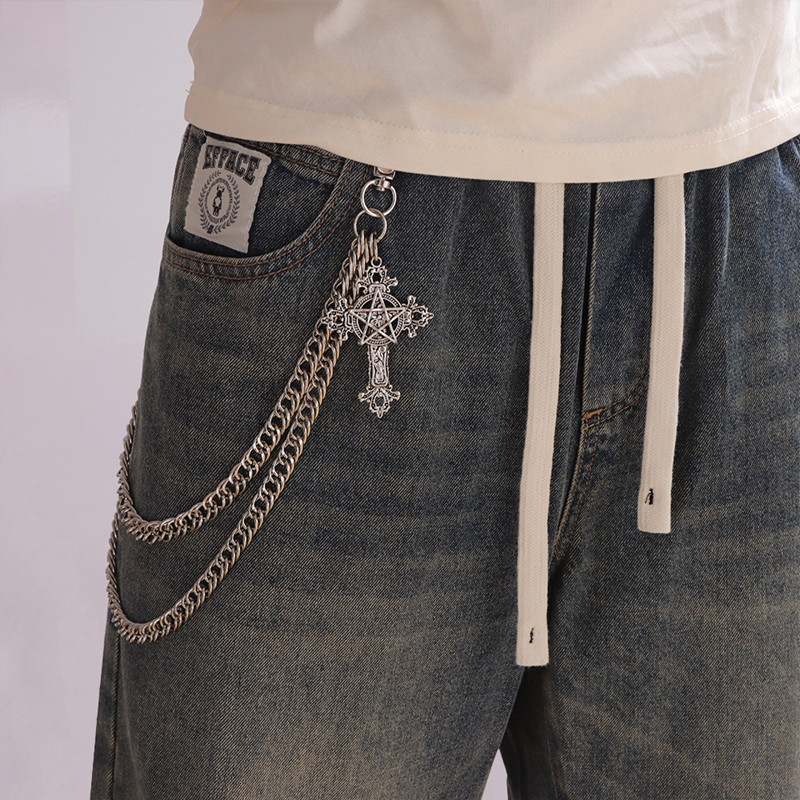 Moda punk calças de metal corr - Jeans Pants Fashion Men avaliação e preço