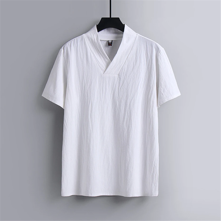Camiseta Masculina de Algodão  - Men'S Fashion V Neck T Shirts avaliação e preço
