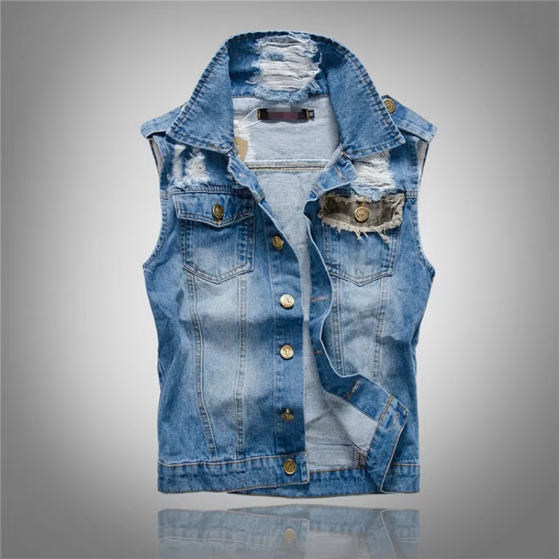 Homens Slim Denim Coletes Jaqu - Men'S Fashion Vest With Jeans avaliação e preço