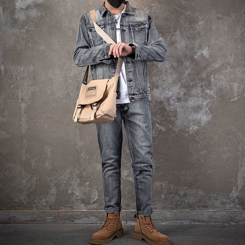 Conjunto de Jaqueta de Denim C - Men'S Fashion Zipper Jacket avaliação e preço