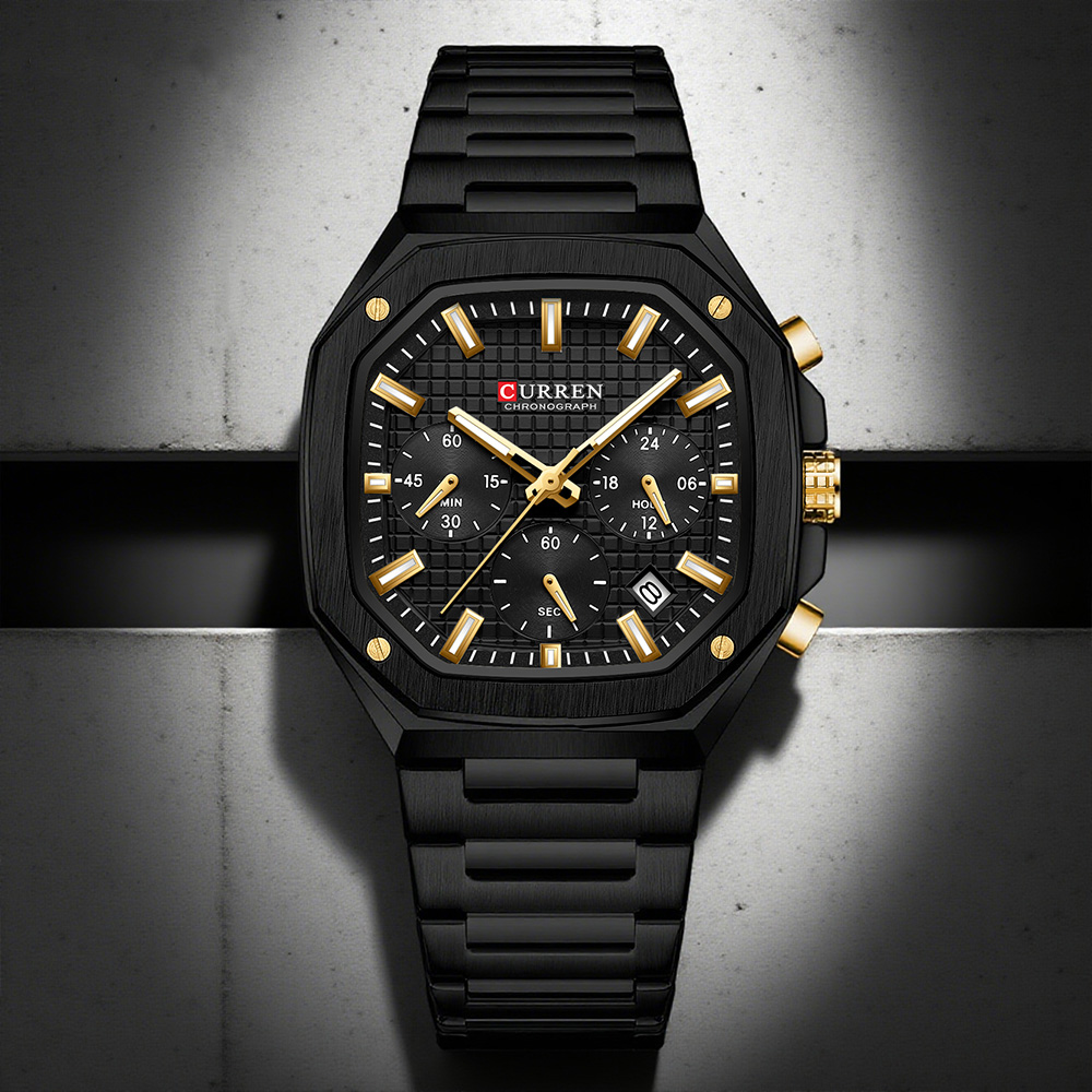 Curren relógio crono quadrado  - Fashion Mens Watches avaliação e preço