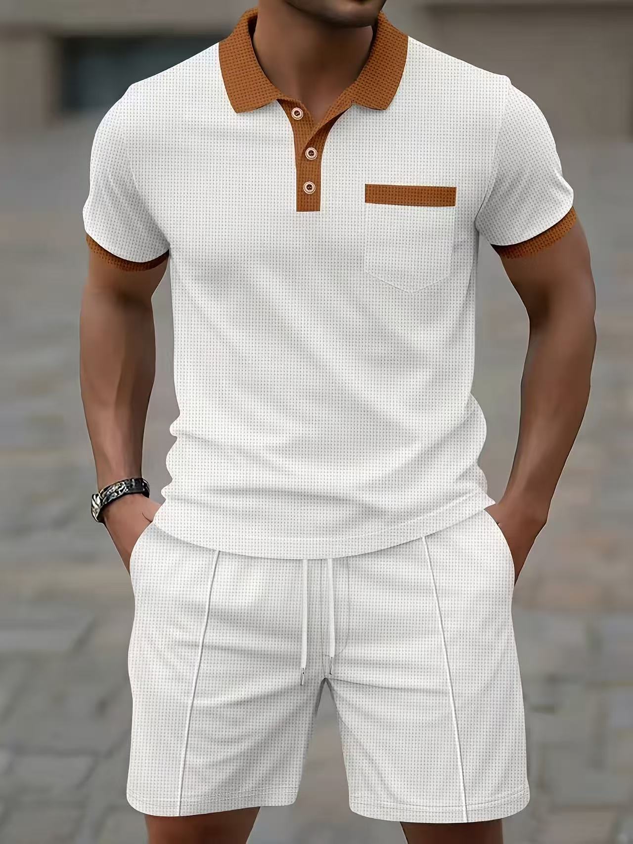 Conjunto de camiseta polo e sh - Men'S Fashion V Neck T Shirts avaliação e preço