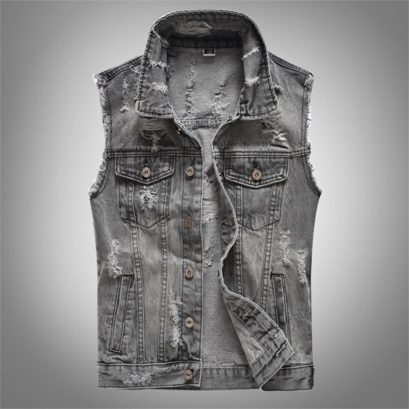Novas Coletes de Jeans Retro C - Men'S Fashion Vest With Jeans avaliação e preço