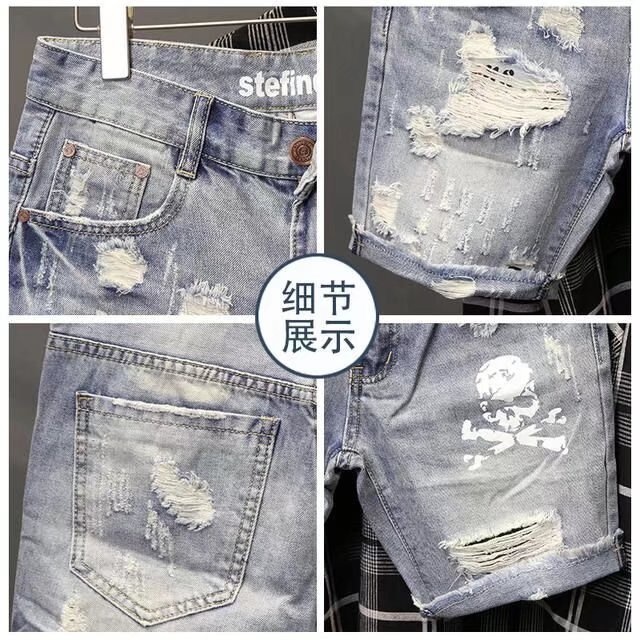 Verão masculino desgastado grâ - Jeans Pants Fashion Men avaliação e preço