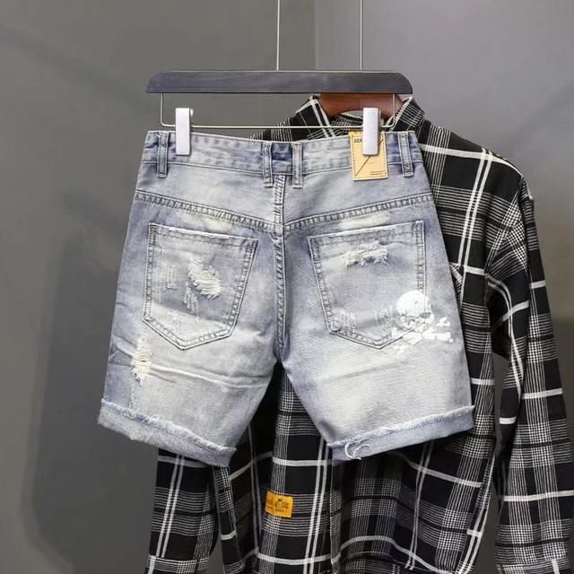 Verão masculino desgastado grâ - Jeans Pants Fashion Men avaliação e preço